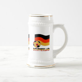 Jarra De Cerveza Bandera de Deutschland y Balón de Fútbol Borde Gri