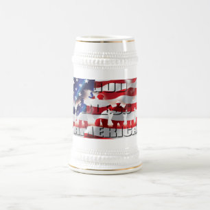 Jarra De Cerveza Bandera de EE. UU. Dios Bendiga a América Patrióti