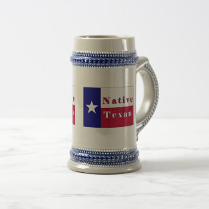 Jarra De Cerveza Bandera de estrella de solitario texana nativa