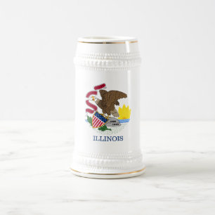JARRA DE CERVEZA BANDERA DE ILLINOIS