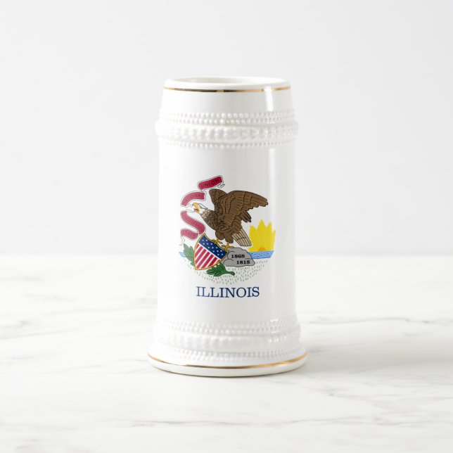 JARRA DE CERVEZA BANDERA DE ILLINOIS (Centro)