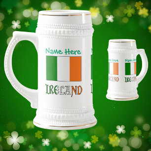 Jarra De Cerveza Bandera de Irlanda Personalizada Patrimonio