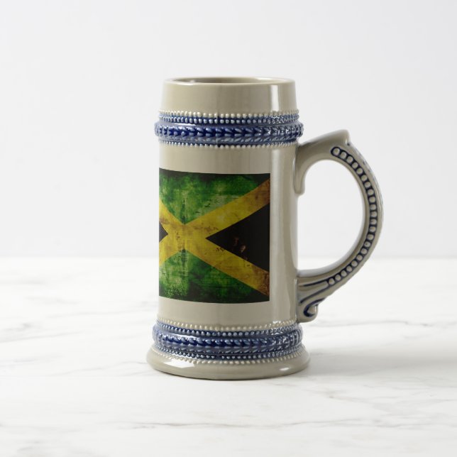 Jarra De Cerveza Bandera de Jamaica con el tiempo (Derecha)