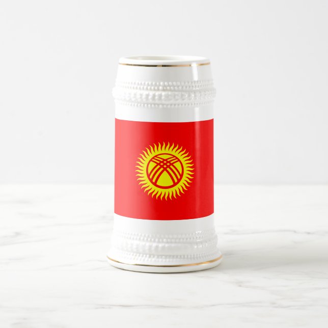 Jarra De Cerveza Bandera de Kirguistán (Centro)
