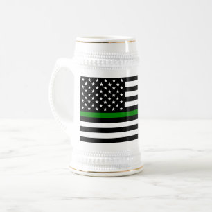 Jarra De Cerveza Bandera de la delgada línea verde: Veteranos milit