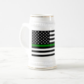 Jarra De Cerveza Bandera de la delgada línea verde: Veteranos milit