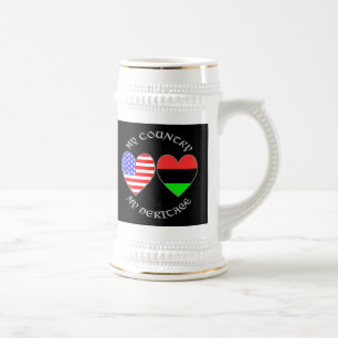 Jarra De Cerveza Bandera de la diáspora africana EE. UU. Corazón Pa