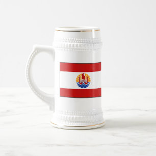Jarra De Cerveza Bandera de la Polinesia Francesa ~ Map Mug
