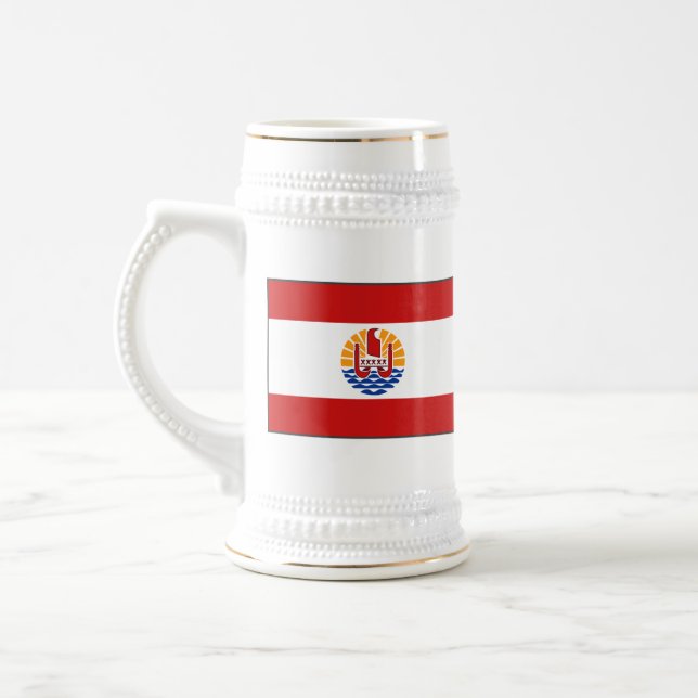 Jarra De Cerveza Bandera de la Polinesia Francesa ~ Map Mug (Izquierda)