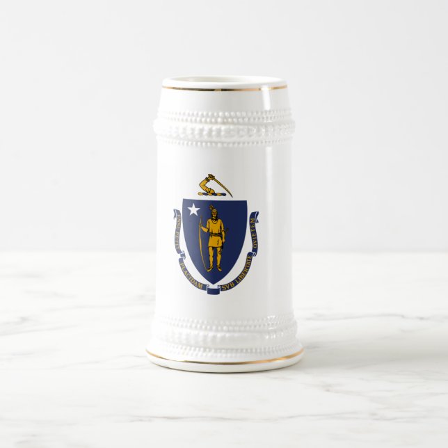 JARRA DE CERVEZA BANDERA DE MASSACHUSETTS (Centro)