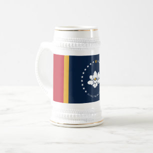 Jarra De Cerveza Bandera de Mississippi - Nueva bandera de Magnolia