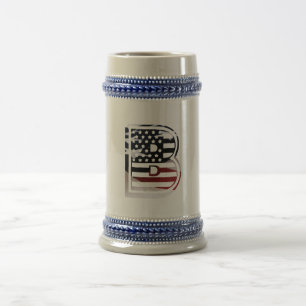Jarra De Cerveza Bandera de Monograma B para Estados Unidos