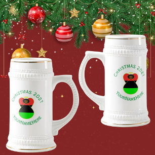 Jarra De Cerveza Bandera de Navidad Ángel de la diáspora africana p