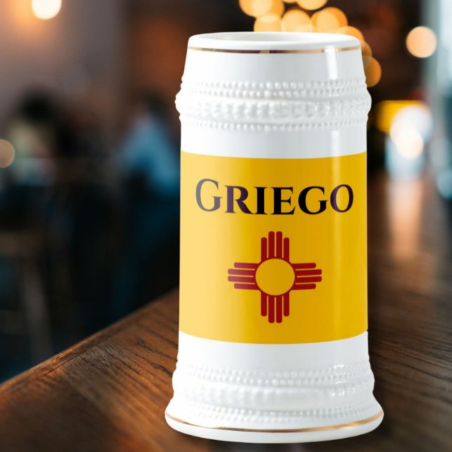 Jarra De Cerveza Bandera de Nuevo México con el símbolo Zia (Subido por el creador)