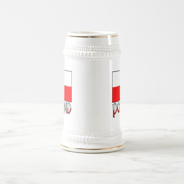 Jarra De Cerveza Bandera de Polonia y nombre (Centro)