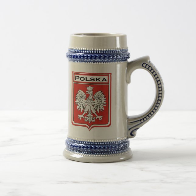 Jarra De Cerveza Bandera de Polska/escudo polaco Stein (Derecha)