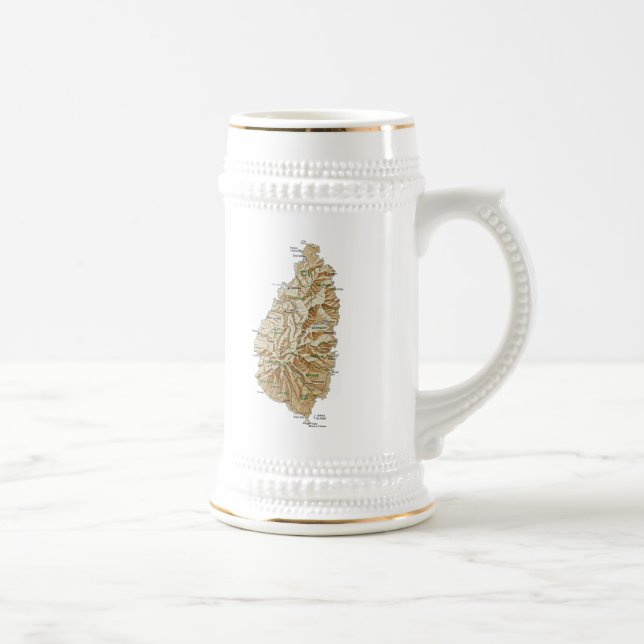 Jarra De Cerveza Bandera de Santa Lucía ~ Map Mug (Derecha)