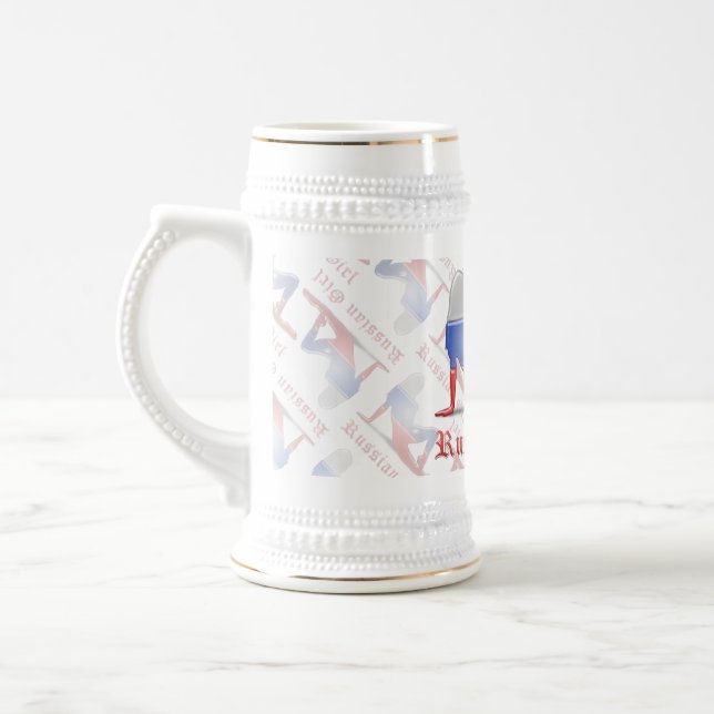 Jarra De Cerveza Bandera de silueta del Chica ruso (Izquierda)