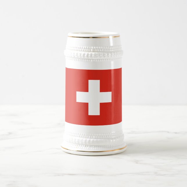 Jarra De Cerveza Bandera de Suiza (Centro)