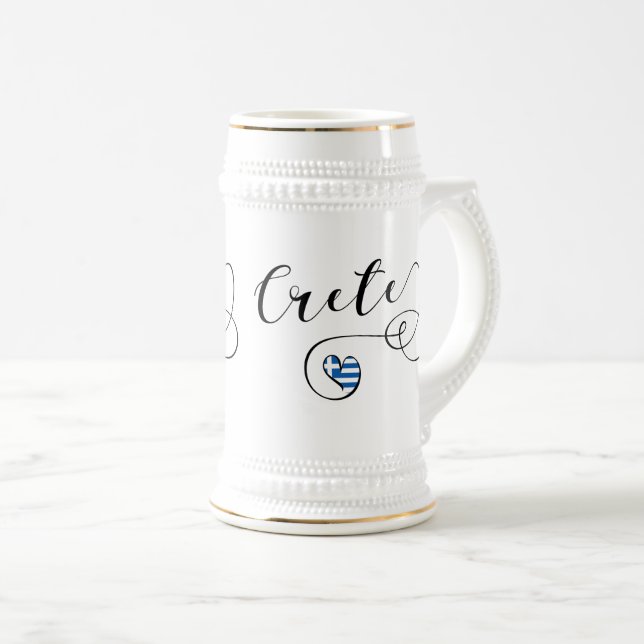 Jarra De Cerveza Bandera del Corazón de Creta, Grecia, Creta (Anverso derecho)