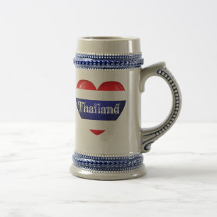 Jarra De Cerveza Bandera del corazón de Tailandia
