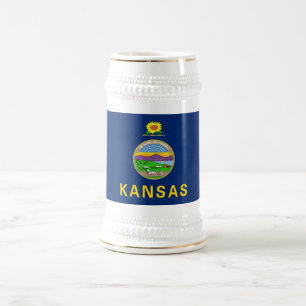 Jarra De Cerveza Bandera del estado de Kansas