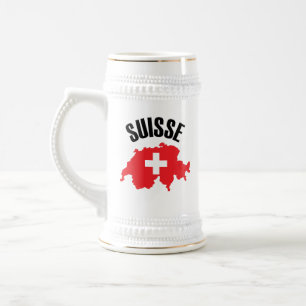 Jarra De Cerveza Bandera del mapa de Suiza de Suisse