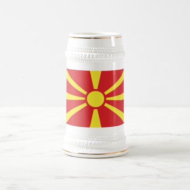 Jarra De Cerveza Bandera del Norte de Macedonia (Centro)
