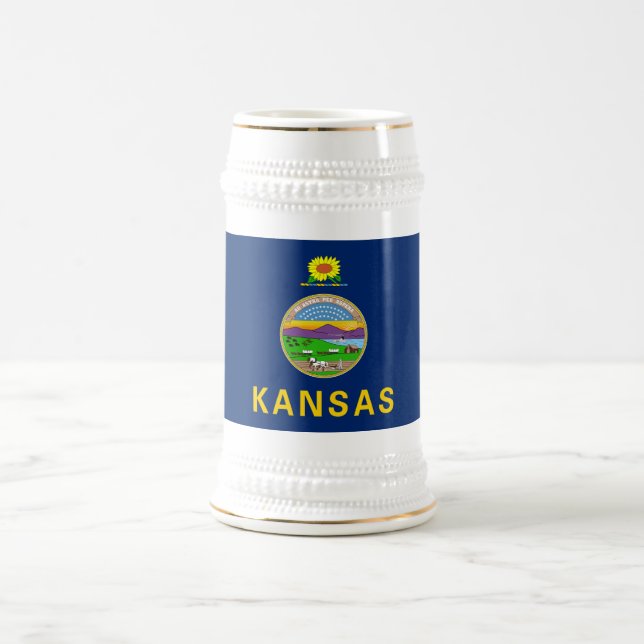 Jarra De Cerveza Bandera estatal de Kansas (Centro)