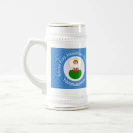Jarra De Cerveza Bandera galesa de ángel de Hanukkah
