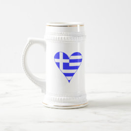 Jarra De Cerveza Bandera griega funky corazón