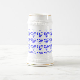 Jarra De Cerveza Bandera griega funky corazón en mosaico