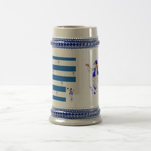 Jarra De Cerveza Bandera griega húmeda Mug Gray/Blue 22 oz (Centro)