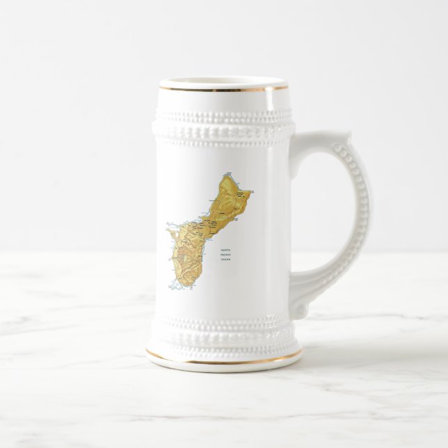 Jarra De Cerveza Bandera Guam ~ Mapa Mug (Derecha)