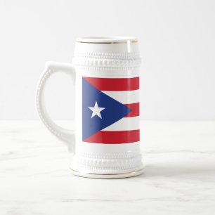 Jarra De Cerveza Bandera llana de Puerto Rico