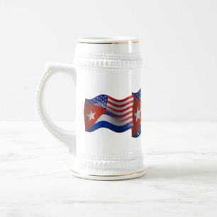 Jarra De Cerveza Bandera ondulante cubano-americana