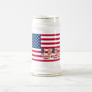 Jarra De Cerveza Bandera Patriótica Americana Cerveza Stein USA
