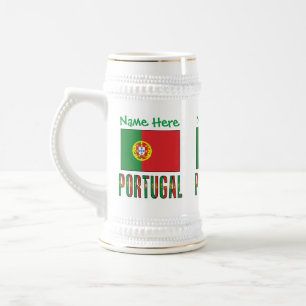 Jarra De Cerveza Bandera personalizada de Portugal Patrimonio