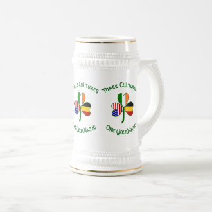 Jarra De Cerveza Bandera personalizada de trébol americano irlandés