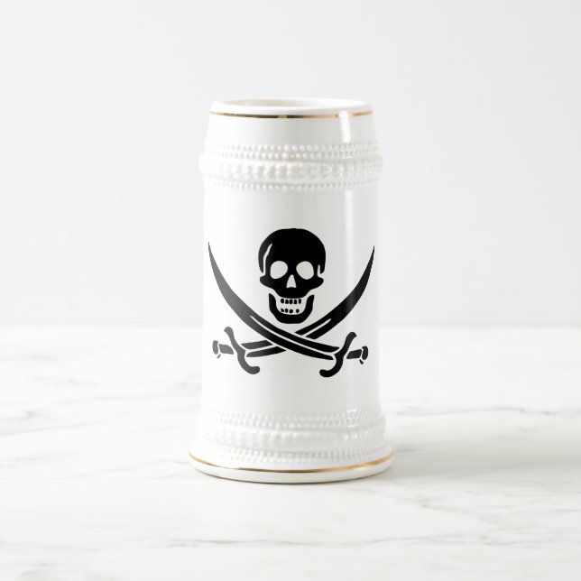 Jarra De Cerveza Bandera Pirata Calavera Espadas Cruzadas (Centro)