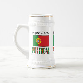 Jarra De Cerveza Bandera portuguesa con su nombre