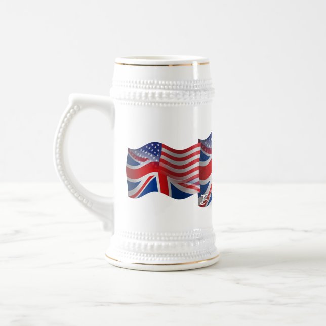 Jarra De Cerveza Bandera que agita Británico-Americana (Izquierda)