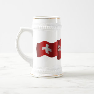 Jarra De Cerveza Bandera que agita de Suiza