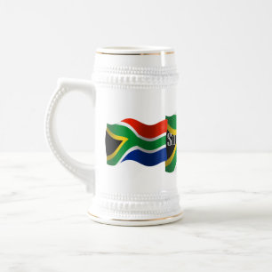 Jarra De Cerveza Bandera que agita de Suráfrica