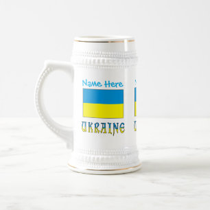 Jarra De Cerveza Bandera ucraniana ucraniana azul personalización 