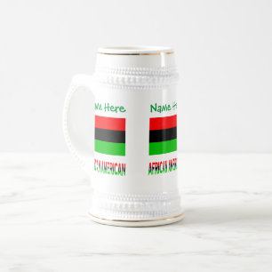Jarra De Cerveza Bandera Verde Personal de la Diáspora/Afroamerican