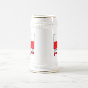 Jarra De Cerveza Bandera y nombre de Polonia