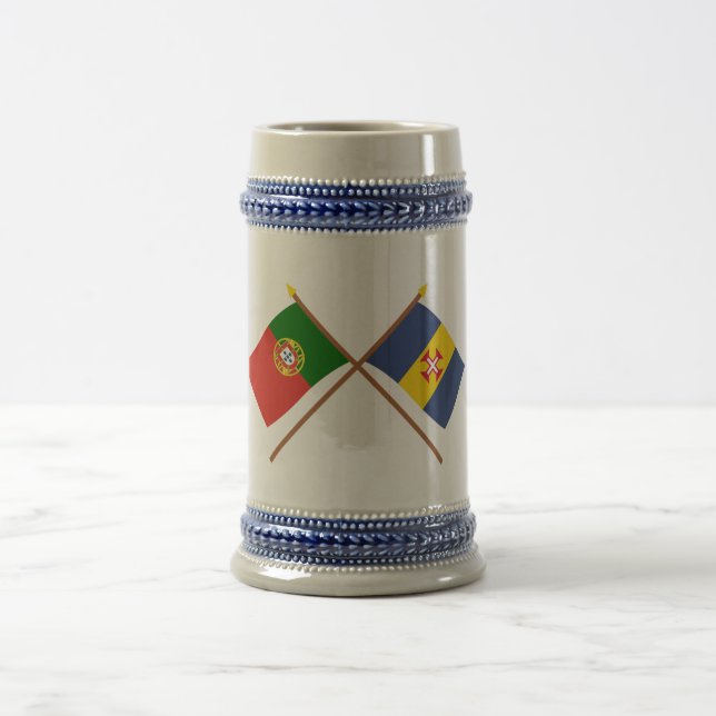 Jarra De Cerveza Banderas cruzadas de Portugal y de Madeira (Centro)