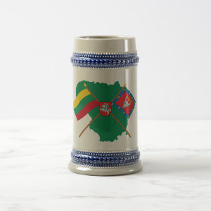 Jarra De Cerveza Banderas del condado de Lituania y de Kauno,