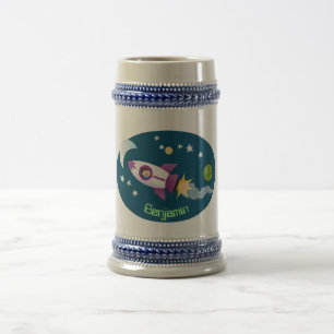 Jarra De Cerveza Barco de cohetes en ilustracion de personalizado e